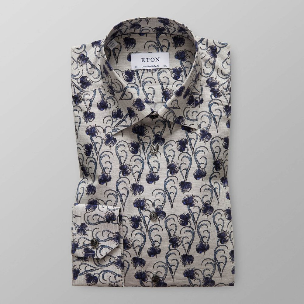 Eton Sweden luxury beautiful floral shirt 17.5/44, XL contemporary NWT$305 - Picture 3 of 8